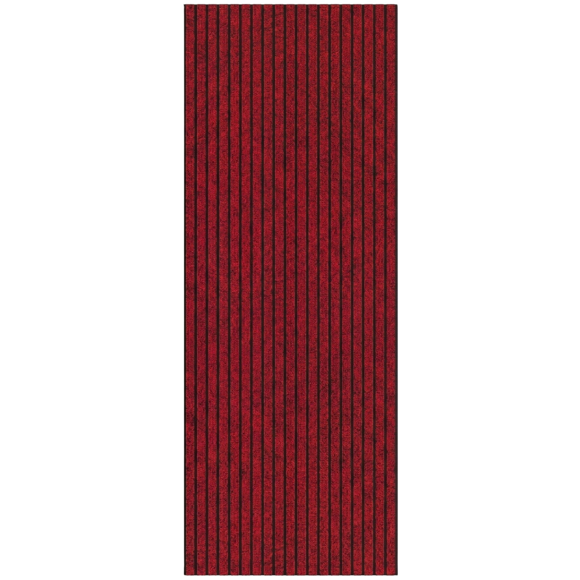 Ottomanson Non-Slip Hallway Runner Rug 2' x 43' Indoor/Outdoor Custom Size Utility Carpet for Garage, Red Ribbed