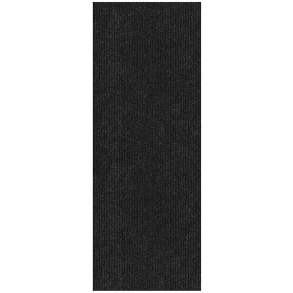 Ottomanson Non-Slip Hallway Runner Rug 3'11" x 42' Indoor/Outdoor Custom Size Utility Carpet for Garage, Black Ribbed