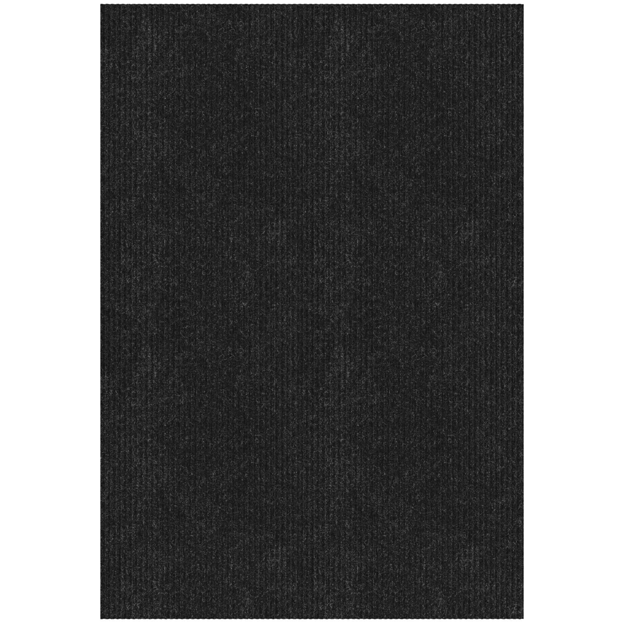 Ottomanson Non-Slip Hallway Runner Rug 6'6" x 31' Indoor/Outdoor Custom Size Utility Carpet for Garage, Black Ribbed