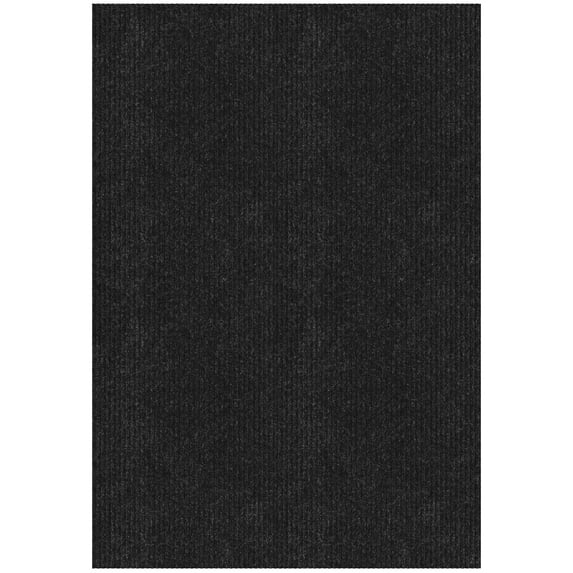 Ottomanson Non-Slip Hallway Runner Rug 6'6" x 35' Indoor/Outdoor Custom Size Utility Carpet for Garage, Black Ribbed