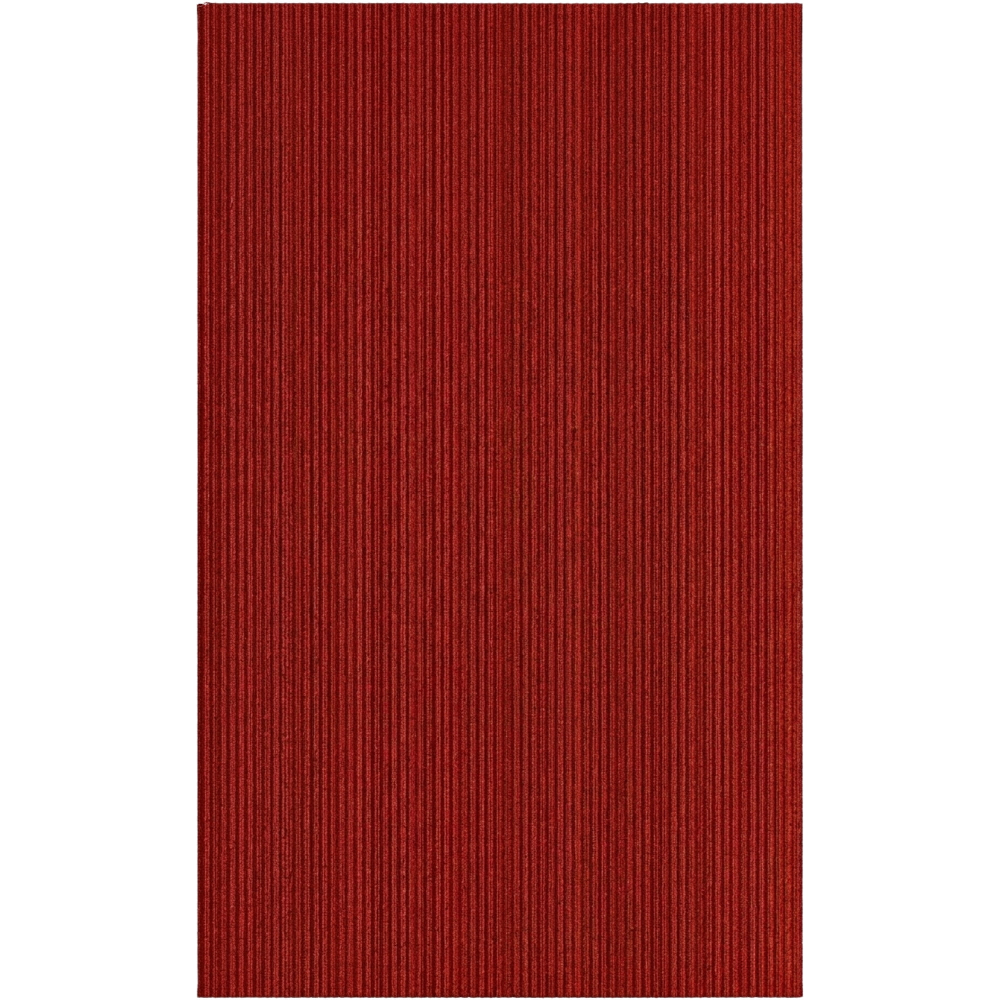 Ottomanson Non-Slip Hallway Runner Rug 6'6" x 36' Indoor/Outdoor Custom Size Utility Carpet for Garage, Red Ribbed