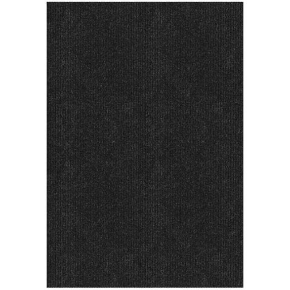 Ottomanson Non-Slip Hallway Runner Rug 6'6" x 41' Indoor/Outdoor Custom Size Utility Carpet for Garage, Black Ribbed