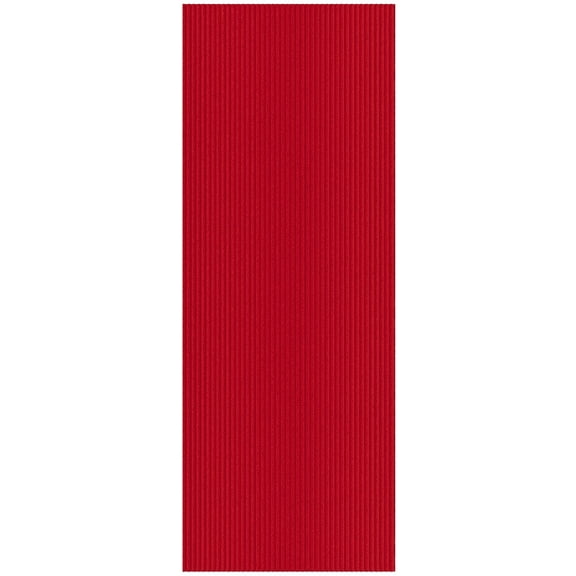 Ottomanson Non-Slip Hallway Runner Rug 2' x 16' Indoor/Outdoor Custom Size Utility Carpet for Garage, Red Ribbed