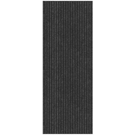 Ottomanson Non-Slip Hallway Runner Rug 2' x 17' Indoor/Outdoor Custom Size Utility Carpet for Garage, Black Ribbed