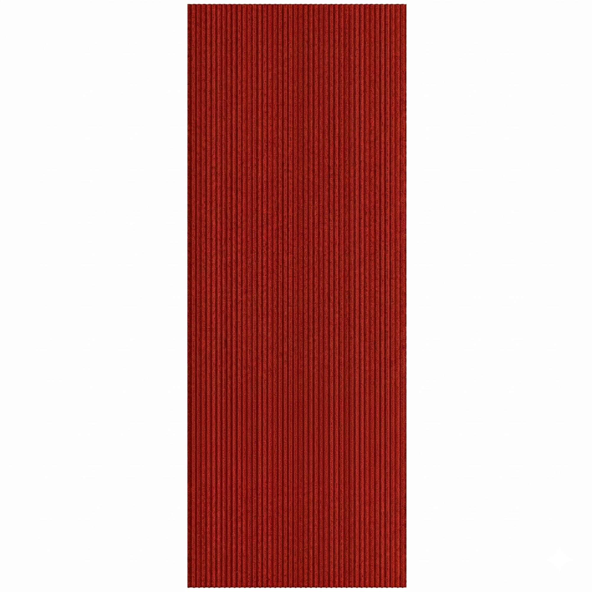 Ottomanson Non-Slip Hallway Runner Rug 2' x 23' Indoor/Outdoor Custom Size Utility Carpet for Garage, Red Ribbed