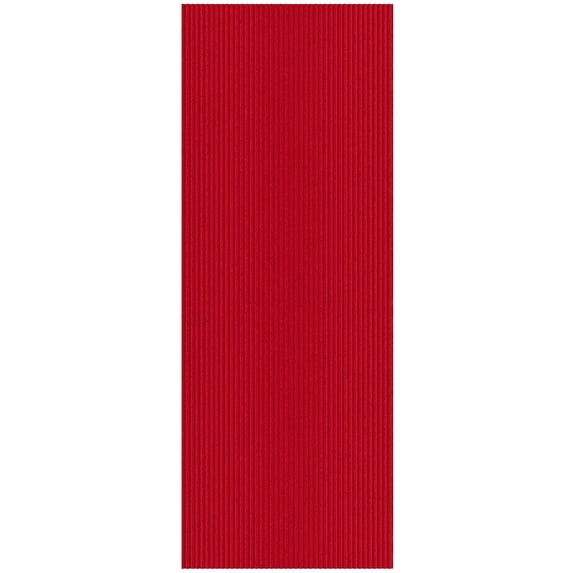 Ottomanson Non-Slip Hallway Runner Rug 2' x 23' Indoor/Outdoor Custom Size Utility Carpet for Garage, Red Ribbed