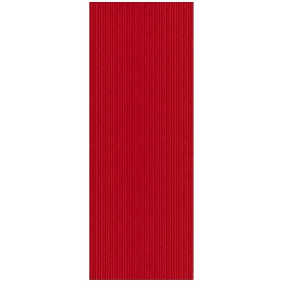 Ottomanson Non-Slip Hallway Runner Rug 2'7" x 10' Indoor/Outdoor Custom Size Utility Carpet for Garage, Red Ribbed