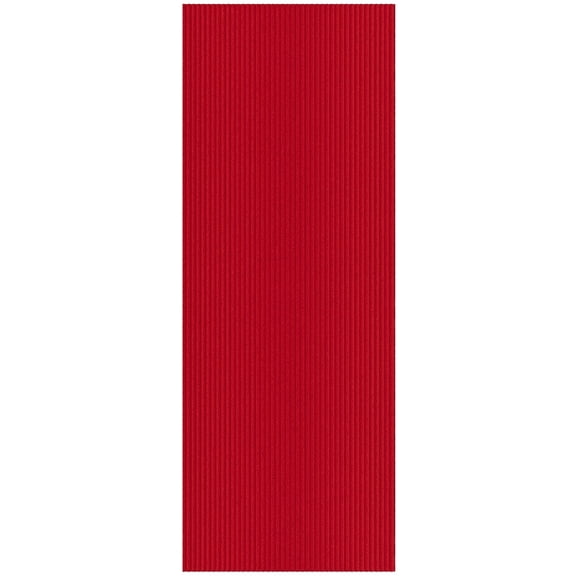 Ottomanson Non-Slip Hallway Runner Rug 2'7" x 12' Indoor/Outdoor Custom Size Utility Carpet for Garage, Red Ribbed