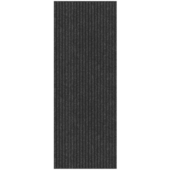 Ottomanson Non-Slip Hallway Runner Rug 2'7" x 24' Indoor/Outdoor Custom Size Utility Carpet for Garage, Black Ribbed