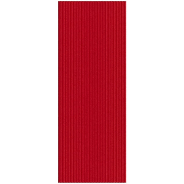 Ottomanson Extra Long Hallway Runner Waterproof Non-Slip 4x24 Indoor/Outdoor Utility Rug, 3'11" x 24', Red