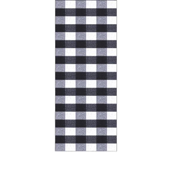 Ottomanson Extra Long Runner Rug 1'10.5" x 45' – Non-Slip Low Pile Hallway Carpet, Buffalo Plaid Black/White