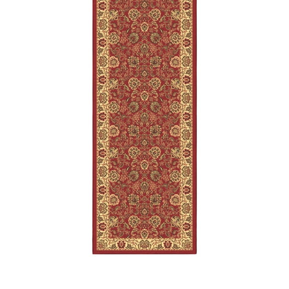 Ottomanson Extra Long Runner Rug 2'7" x 21' – Non-Slip Low Pile Hallway Carpet, Oriental Red