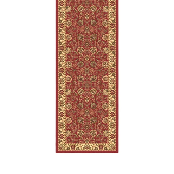 Ottomanson Extra Long Runner Rug 2'7" x 33' – Non-Slip Low Pile Hallway Carpet, Oriental Red