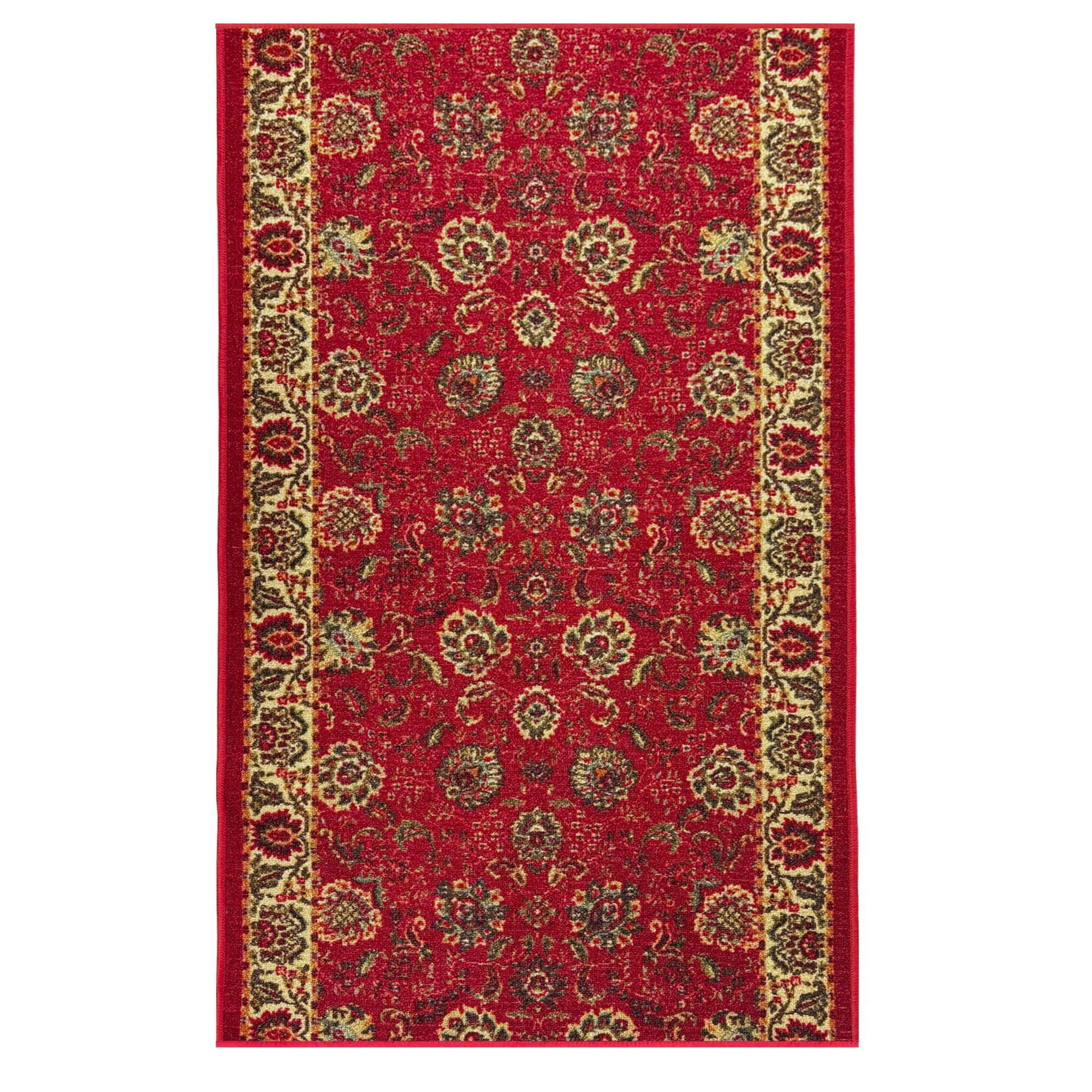 Ottomanson Extra Long Runner Rug 2'7" x 47' – Non-Slip Low Pile Hallway Carpet, Oriental Red