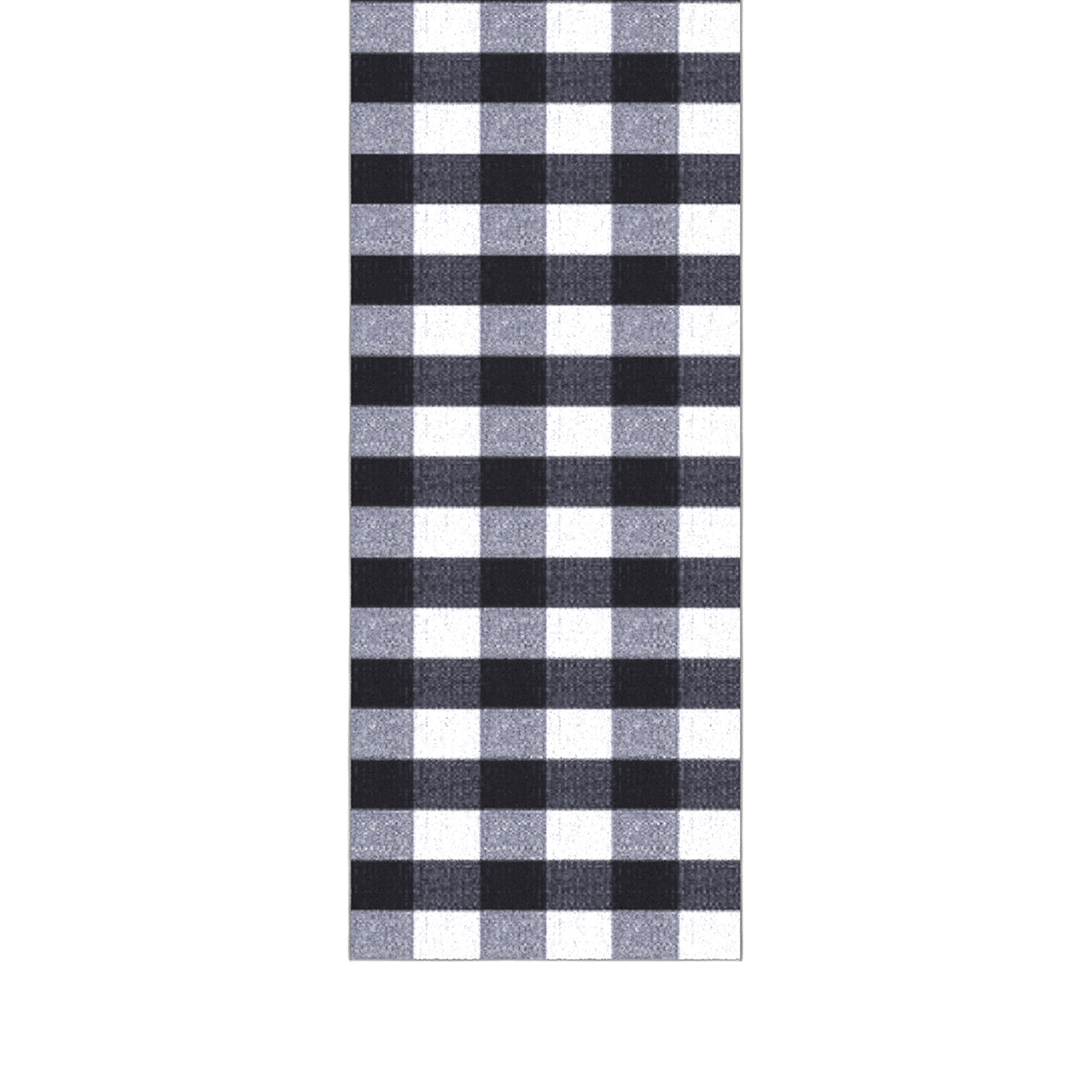 Ottomanson Extra Long Runner Rug 2'7" x 55' – Non-Slip Low Pile Hallway Carpet, Buffalo Plaid Black/White