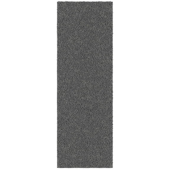 Ottomanson Flokati Non-Slip Rubberback Solid 2x5 Soft Indoor Runner Rug, 20" x 59", Gray
