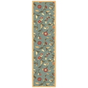 Ottomanson Floral Kitchen Runner Rug 110" x 6 - Non Slip Low Pile Carpet, Seafoam Green