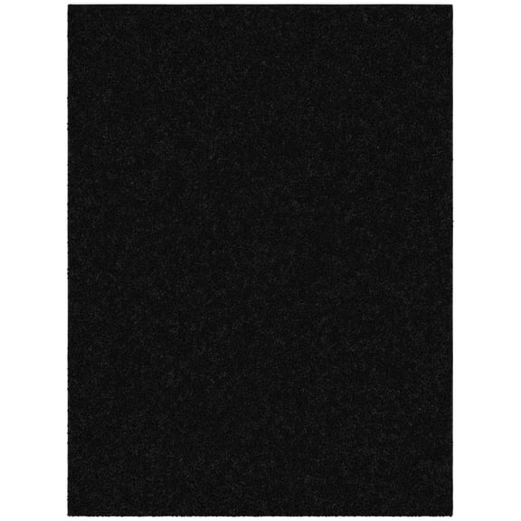 Ottomanson Fluffy Non-Slip Rubberback Solid 5x7 Soft Indoor Area Rug, 5' x 7', Black