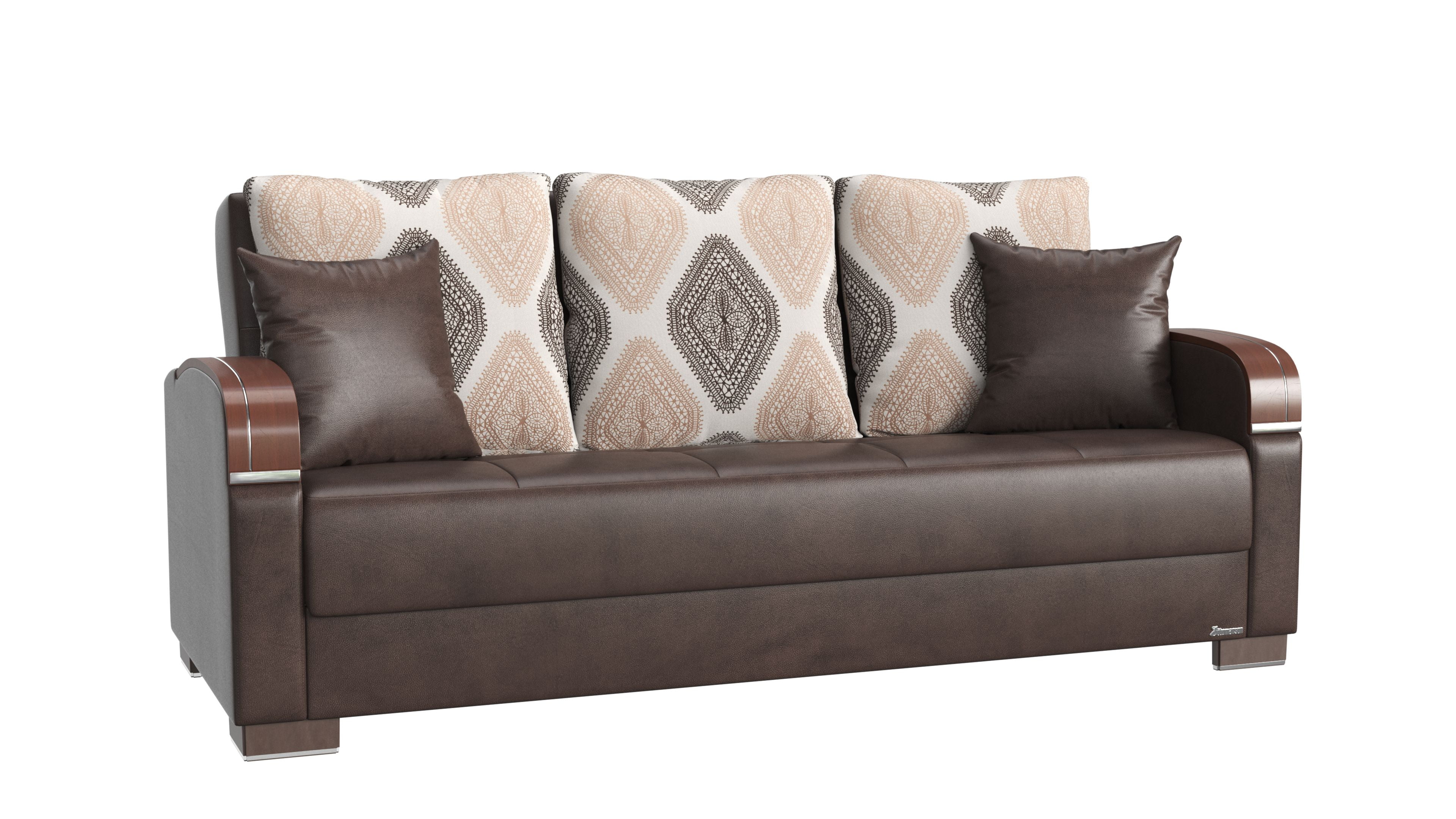 Ottomanson Founders Sofa Bed with Storage 74", Brown Leatherette