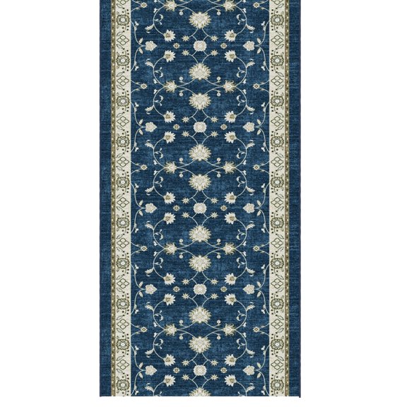 Ottomanson Hallway Runner Rug 2'7" x 10' Soft Non-Slip Indoor Rug, Mahal Navy