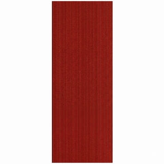 Ottomanson 2' x 5' Non-Slip Runner Rug for Hallway, Waterproof Entryway Floor Mat, Dirt Trapper, Red