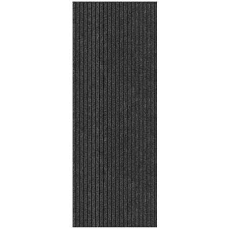 Ottomanson Non-Slip Hallway Runner Rug 2' x 6' Indoor/Outdoor Custom Size Utility Carpet for Garage, Black Ribbed