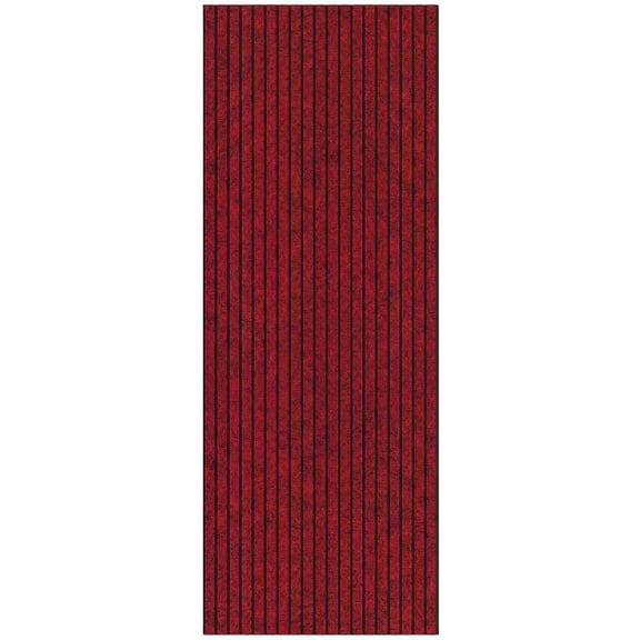 Ottomanson Non-Slip Hallway Runner Rug 2' x 8' Indoor/Outdoor Custom Size Utility Carpet for Garage, Red Ribbed