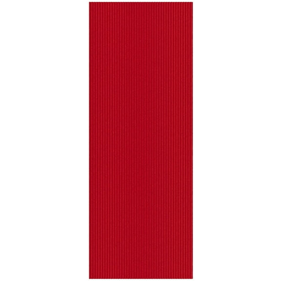 Ottomanson Non-Slip Hallway Runner Rug 6'6" x 3' Indoor/Outdoor Custom Size Utility Carpet for Garage, Red Ribbed