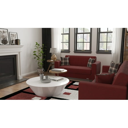 Ottomanson Haven Sleeper Loveseat, Burgundy Chenille