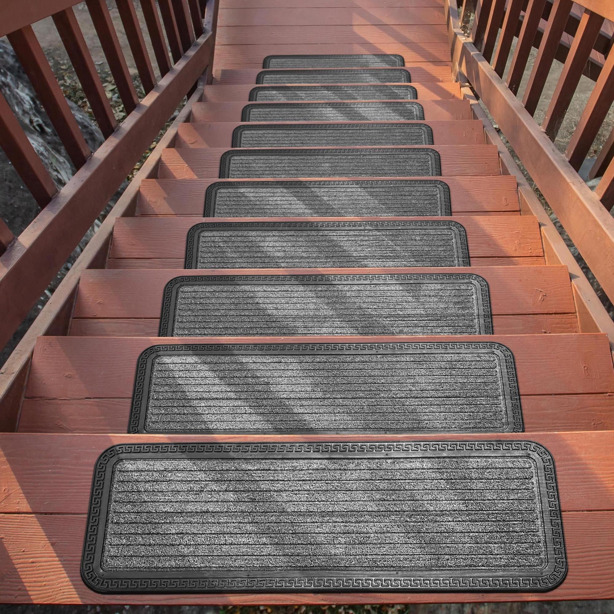 Ottomanson Heavy-Duty Non-Slip Indoor/Outdoor Rubber Stair Treads, 10 ...