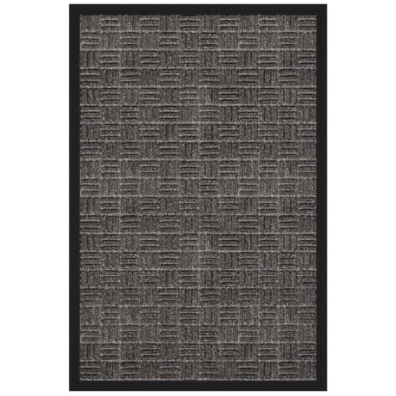 Ottomanson Heavy Duty Non-Slip Rubber Mat 24" x 36" Indoor Outdoor Waterproof Doormat for Entryway Garage Kitchen, Charcoal