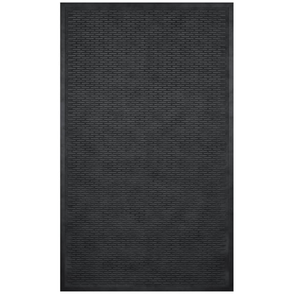 Ottomanson Heavy Duty Non-Slip Rubber Mat 35" x 60" Indoor Outdoor Waterproof Doormat for Entryway Garage Kitchen, Black