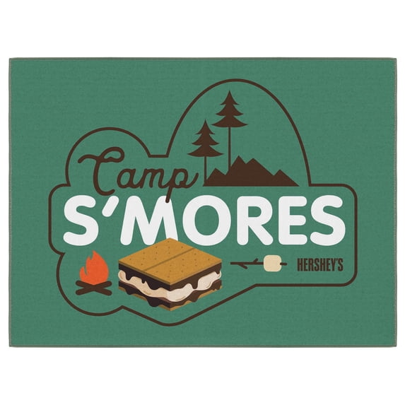 Ottomanson Hershey Smores Logo Machine Washable Non-Slip Rubberback 2x3 Area Rug, 2'3" x 3', Green