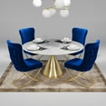 thumbnail image 1 of Ottomanson Imperial Upholstered Modern Gold Legged Dining Chair, Set of 2, Blue, 1 of 8
