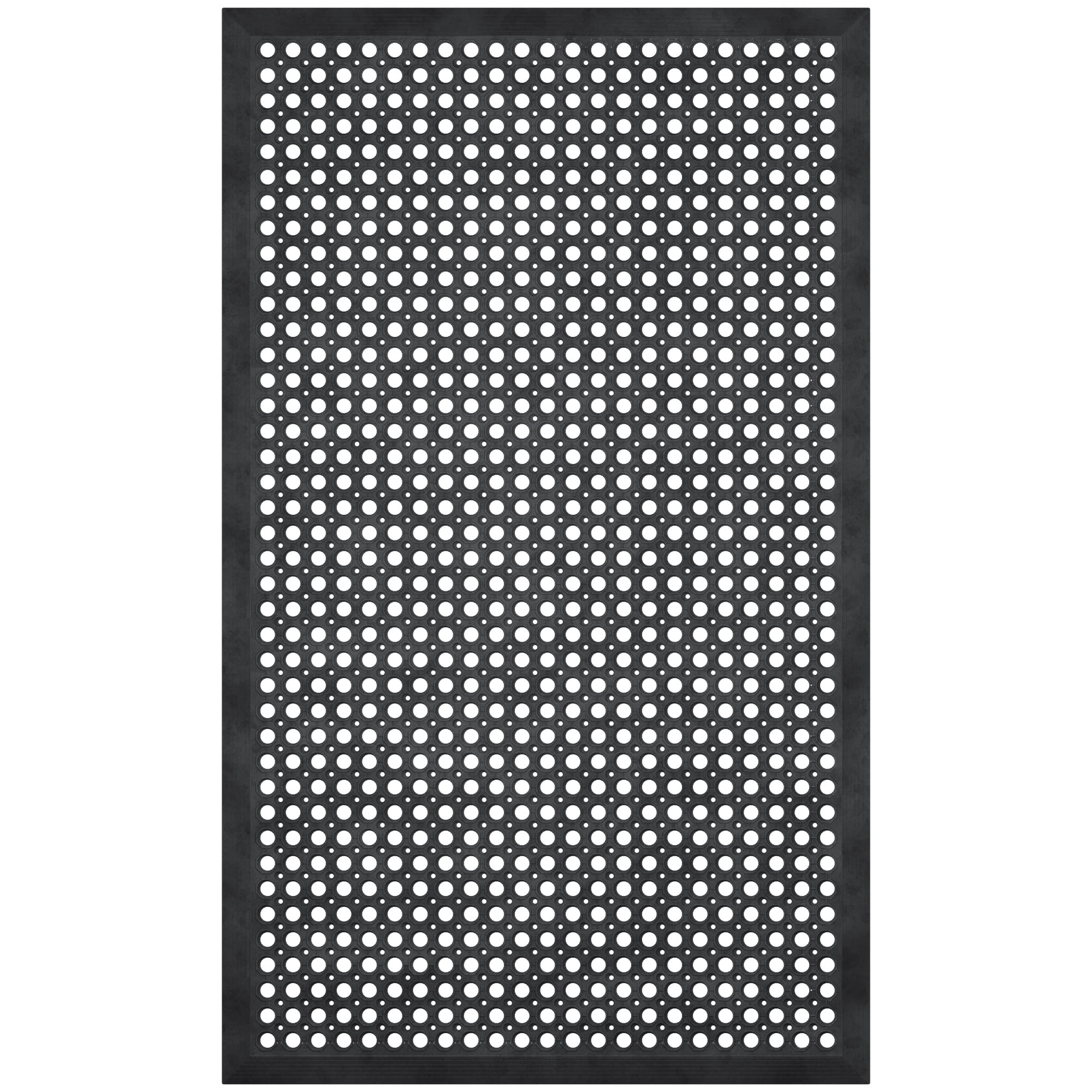Ottomanson Black Rubber Non-Slip Indoor/Outdoor Mat 36" x 60"