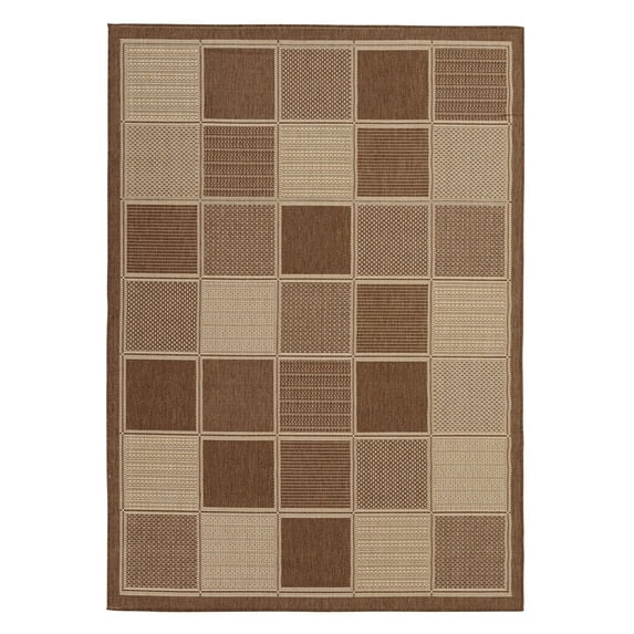 Ottomanson Jardin Boxes Design 5x7 Non Shedding Indoor Area Rug, 5'3" x 6'11", Brown
