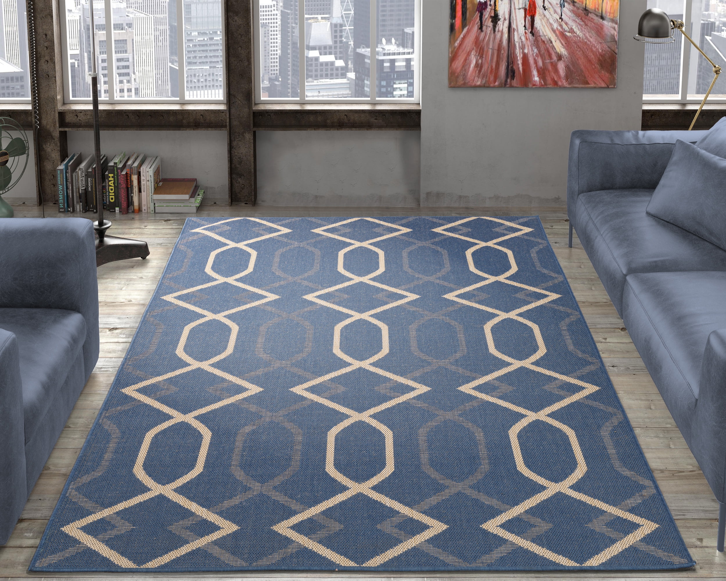 Ottomanson Jardin Collection Natural Diamond Trellis Design Indoor