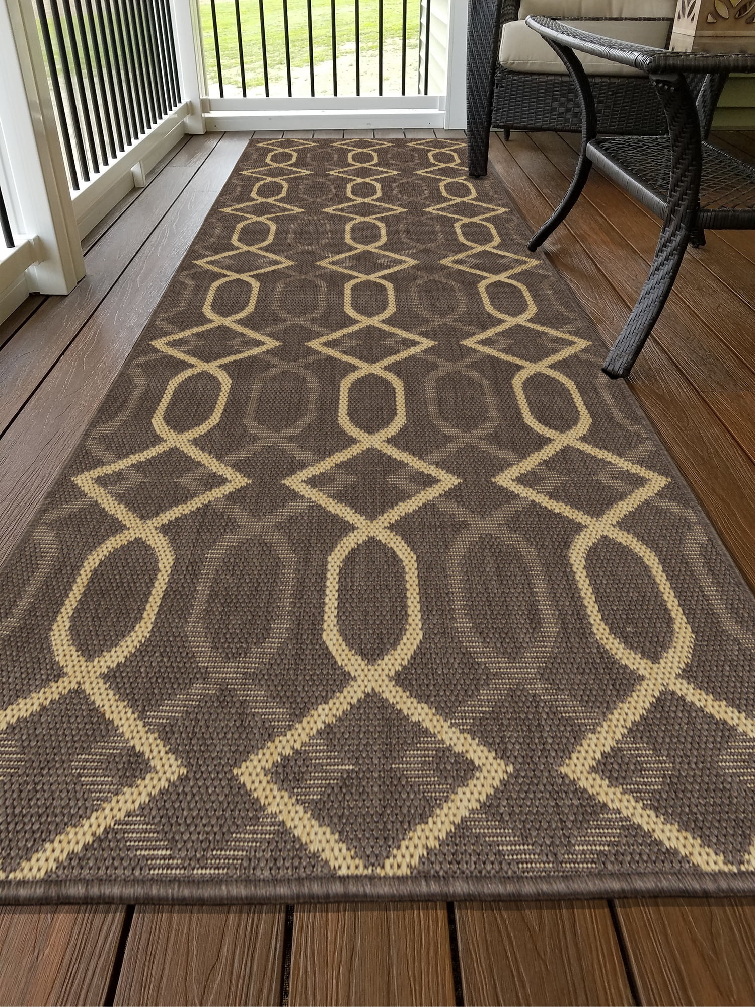 Ottomanson Jardin Collection Natural Diamond Trellis Design Indoor