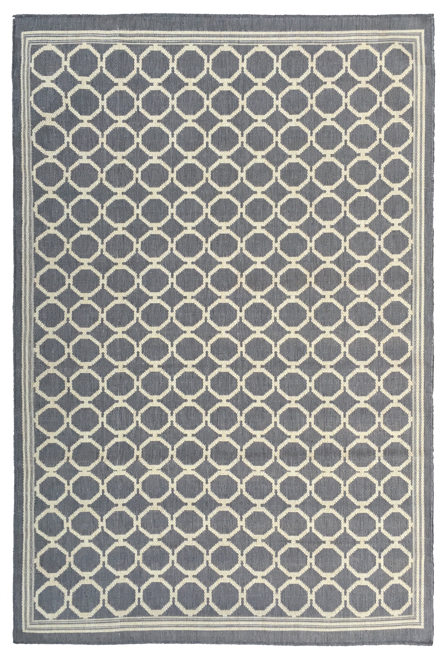 Ottomanson Jardin Collection Natural Geometric Trellis Design Indoor