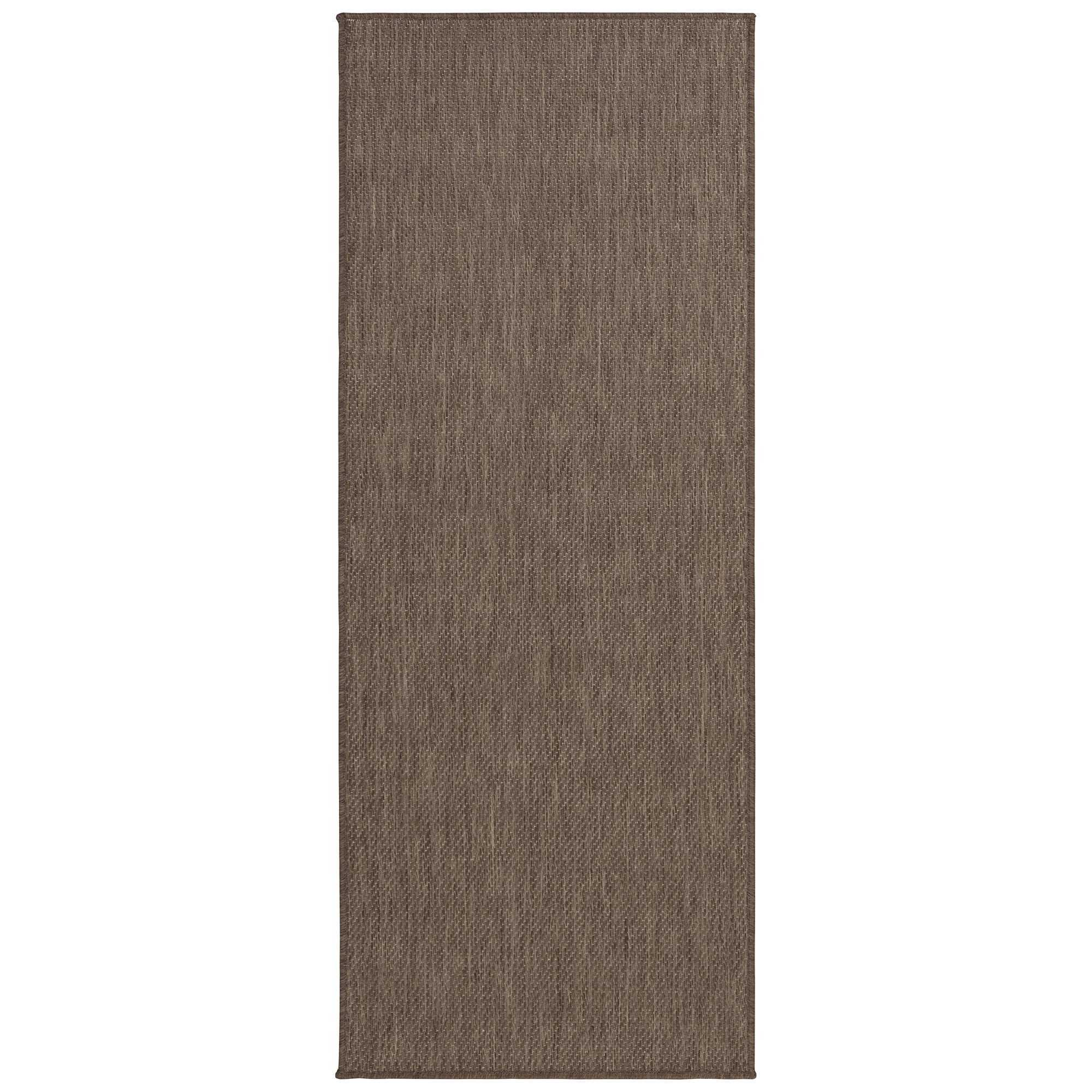 Ottomanson Jardin Solid Design 2x5 Non Shedding Indoor Runner Rug, 2' x 5', Dark Brown
