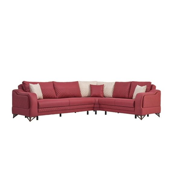 Ottomanson Jewel Convertible Sectional Sofa, Burgundy Microsuede