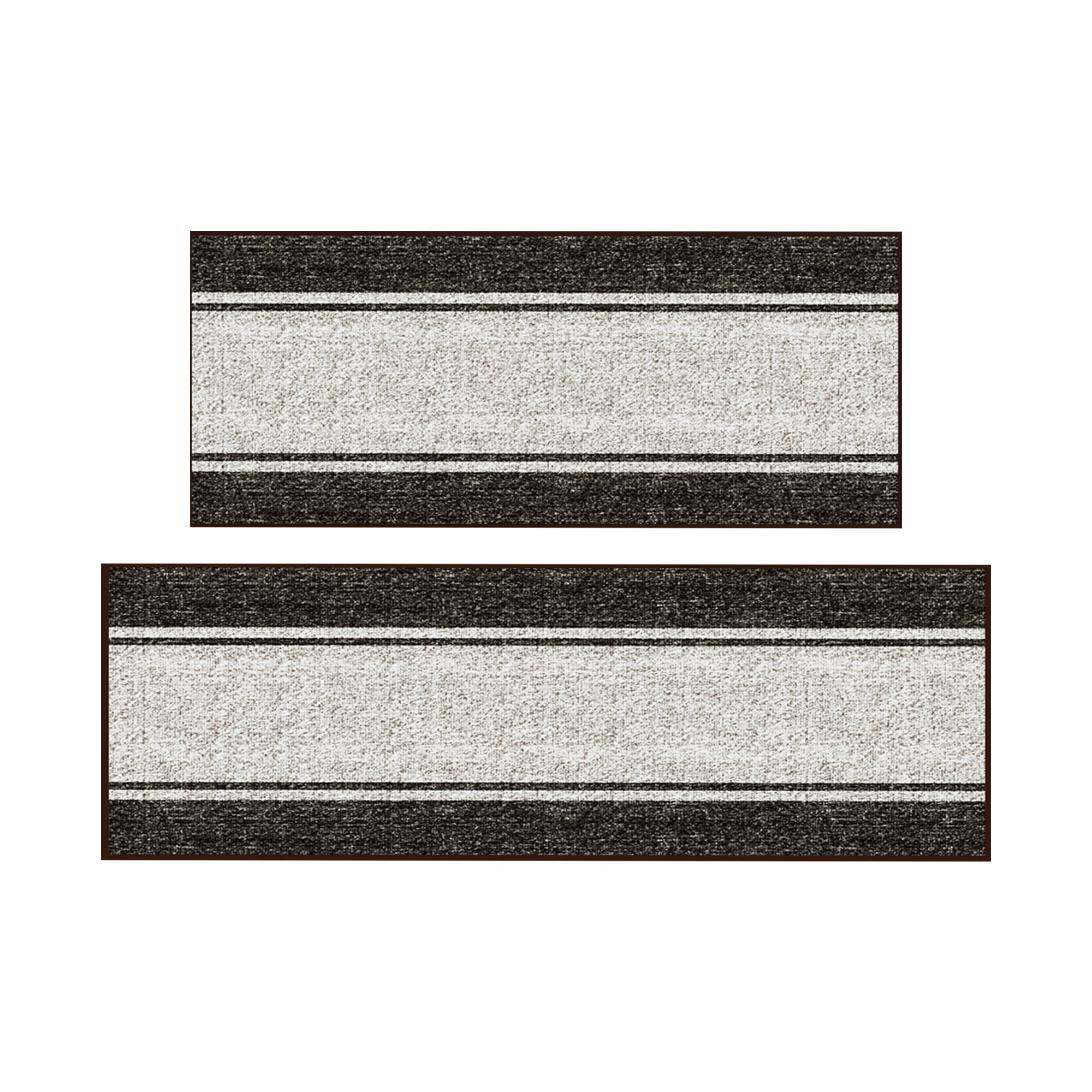 Ottomanson Kitchen Rug Set 2-Piece, Washable Non-Slip Mats for Kitchen, 22.5" x 36" + 22.5" x 72", Border Brown