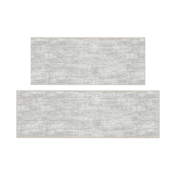 Ottomanson Kitchen Rug Set 2-Piece, Washable Non-Slip Mats for Kitchen, 22.5" x 36" + 22.5" x 72", Solid Beige