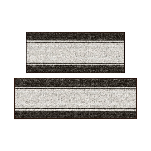 Ottomanson Kitchen Rug Set 2-Piece, Washable Non-Slip Mats for Kitchen, 24" x 31" + 31" x 60", Border Brown