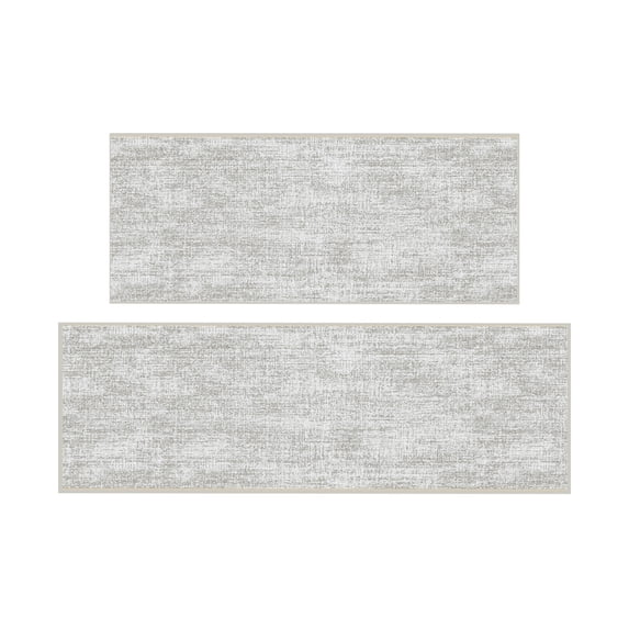 Ottomanson Kitchen Rug Set 2-Piece, Washable Non-Slip Mats for Kitchen, 24" x 31" + 31" x 60", Solid Beige