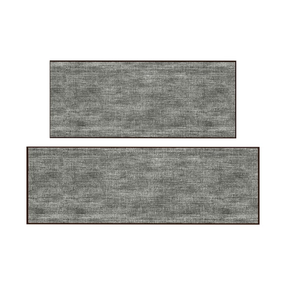 Ottomanson Kitchen Rug Set 2-Piece, Washable Non-Slip Mats for Kitchen, 24" x 31" + 31" x 60", Solid Charcoal Navy
