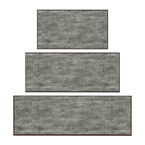 Ottomanson Kitchen Rug Set 3-Piece, Washable Non-Slip Mats for Kitchen, 24" x 31" + 31" x 48" + 31" x 60", Solid Brown