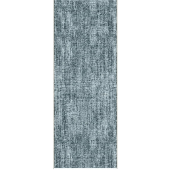 Ottomanson Kitchen Runner Rug 1'10.5" x 6' Soft Non-Slip Machine Washable Low Pile Rug, Solid Greyish Blue
