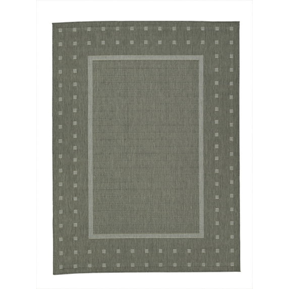 Ottomanson Landscape Bordered Design 5x7 Non Shedding Indoor/Outdoor Area Rug, 5'3" x 6'11", Gray