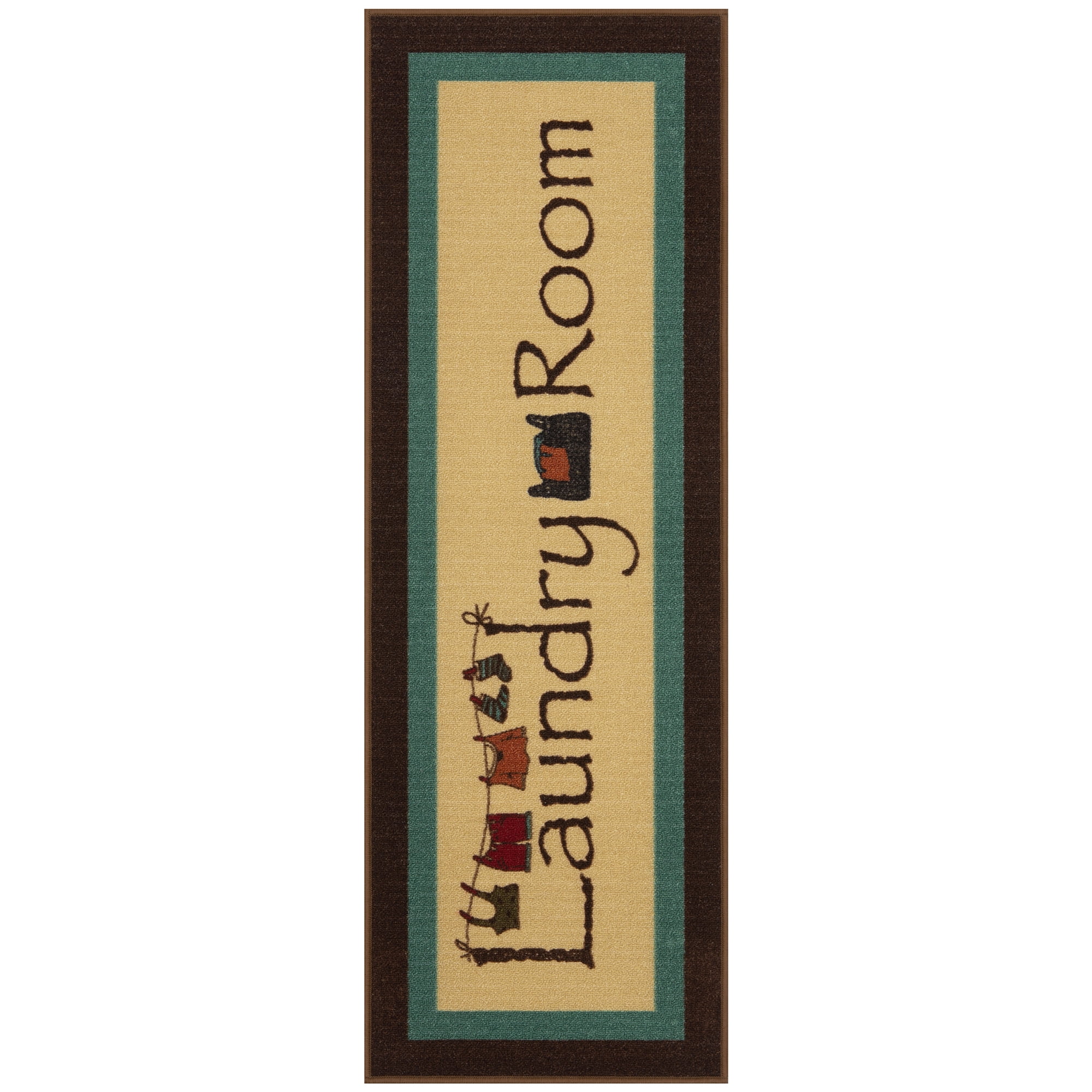 Ottomanson Laundry NonSlip Rubberback Bordered 2x5 Laundry Room Runner